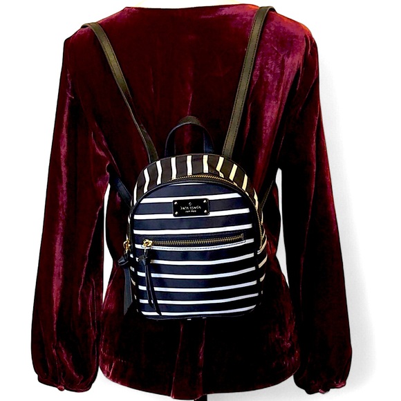KATE SPADE NY Wilson Road French Stripe Backpack Black & White Stripe NWOT - Picture 9 of 15